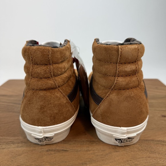New Womens Vans Sk8 Hi Glazed Ginger Brown Leather Plaid Sneakers Size 8.5 NWOB - Picture 6 of 8